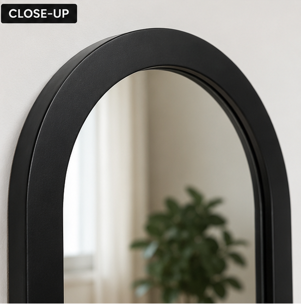 Arched Mirror – 2 ft × 4 ft (Black Frame) - Image 4